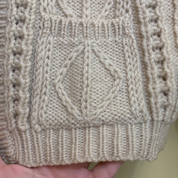 Gaeltarra | Cream New Wool Irish Fisherman Full Zip Collared Cardigan Sweater M - Picture 4 of 17